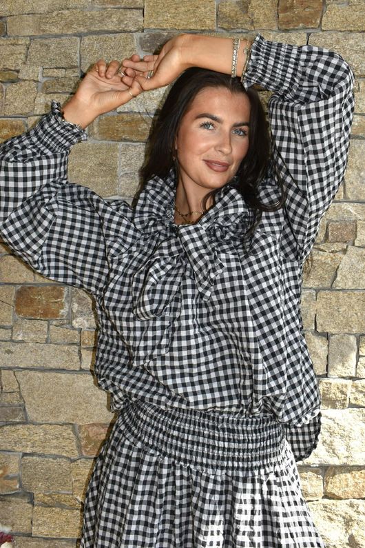 Nonni Gingham Poet Blouse Black Grey